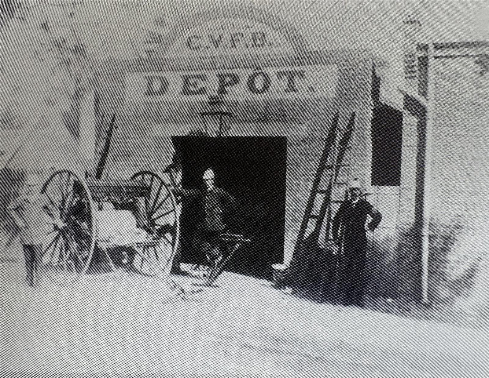 Castlemaine Voluntary Fire Brigade station at Lyttleton Street (photo approx. 1890)